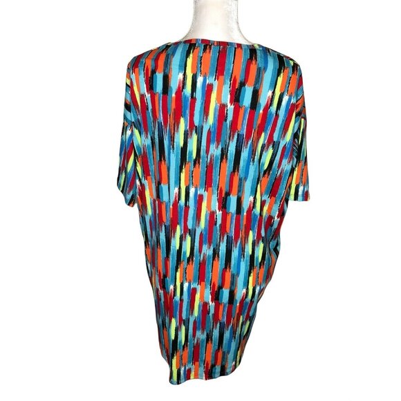 LuLaRoe Irma XS Multicolor Abstract Tunic Top Stretchy Soft Knit High-Low Hem - Picture 6 of 10